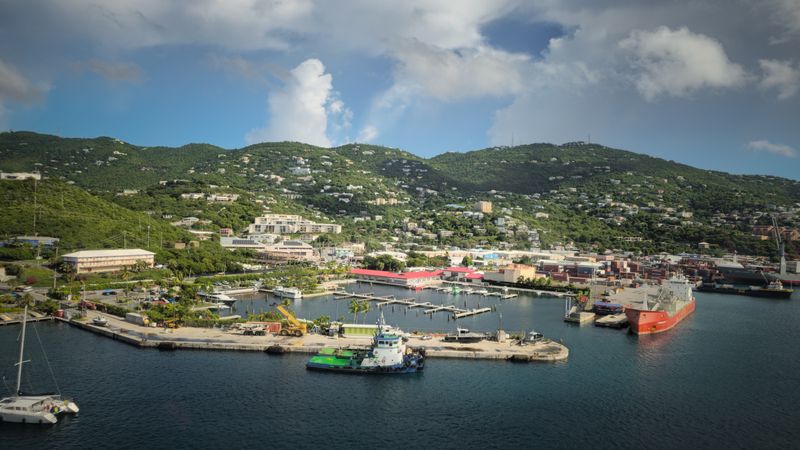 Aerial view of Charlotte Amalie Harbor, St. Thomas